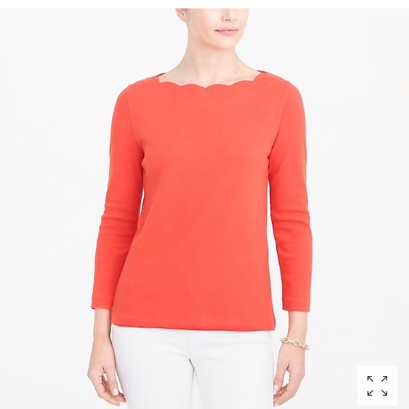 J. Crew Factory Tops - J.Crew Factory Grey Scalloped Long Sleeve Top